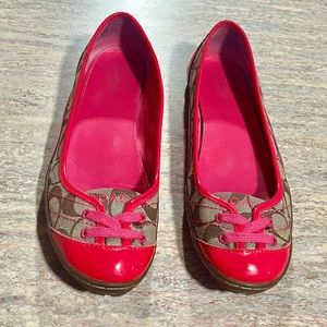Coach Dannie pink and tan monogram C shoes/ loafers